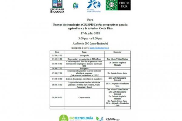 Foro Nuevas biotecnologías (CRISPR/Cas9): perspectivas para la agricultura y la salud en Costa Rica